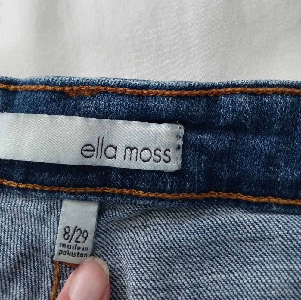 Ella Moss Jeans High Waist Straight Cropped Stretch 8/29 Juniors Cotton Dark - Picture 10 of 11